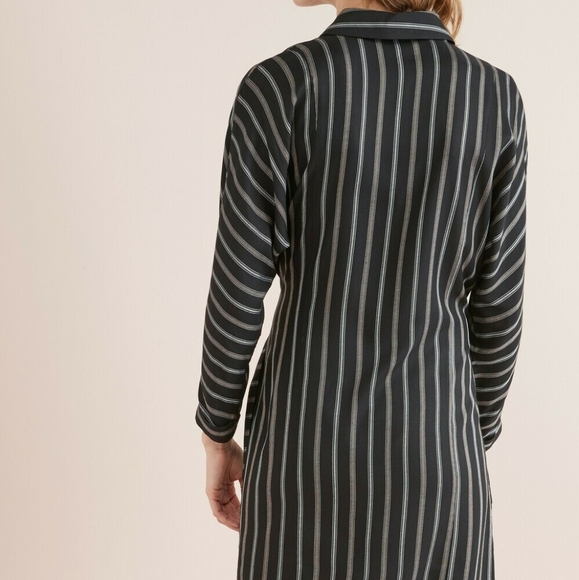 Black Stripe Belted Shirt Dress - Picture 2 of 6